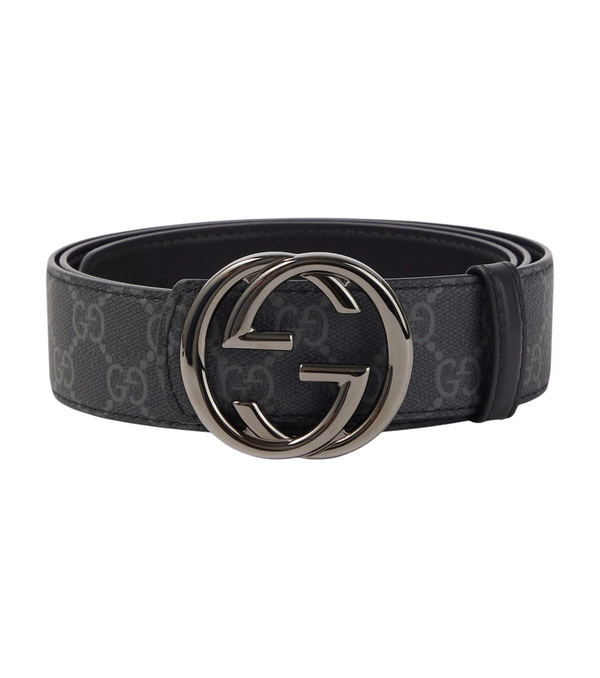 Gucci GG Canvas Interlocking G Reversible Leather Belt