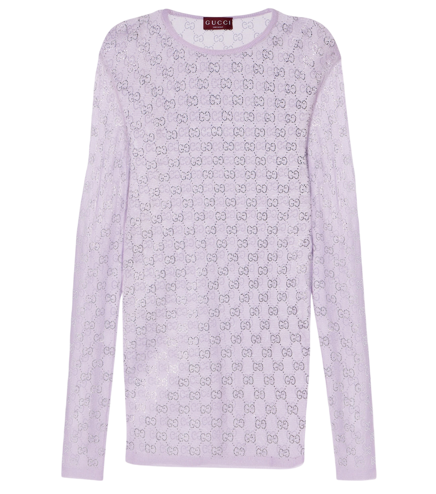 Top de seda con cristales GG de Gucci