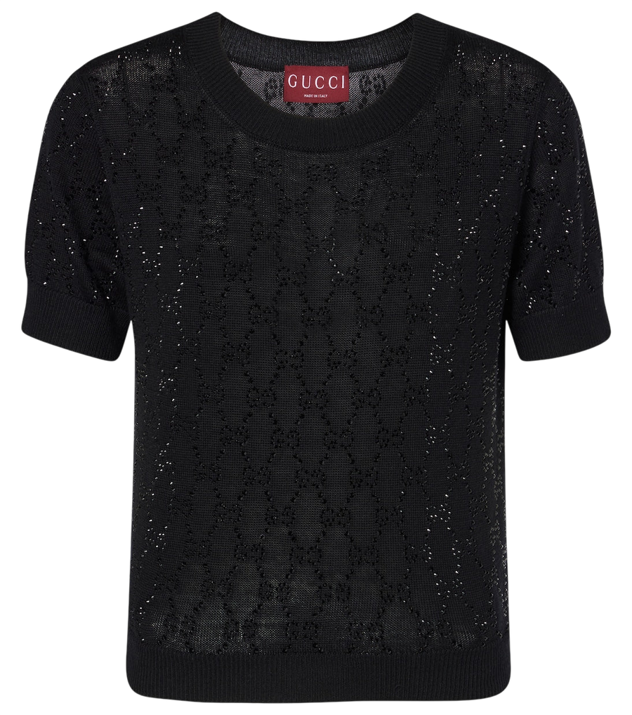 Top de lana con cristales GG de Gucci