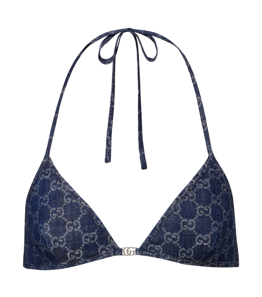 Top tipo bralette de jacquard de mezclilla GG de Gucci