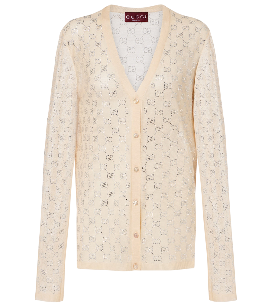 Gucci GG embellished silk cardigan