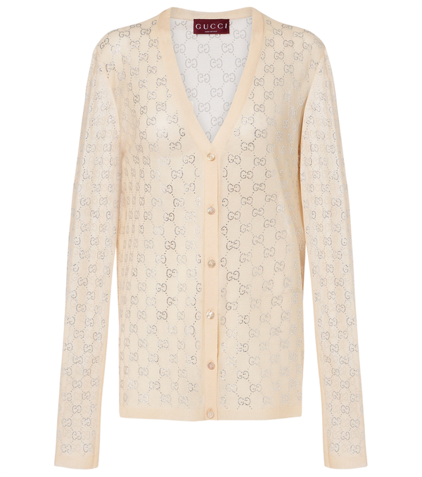 Gucci GG embellished silk cardigan