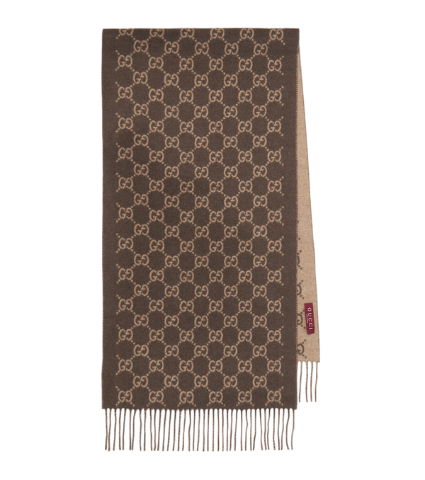 Bufanda de cachemir con flecos GG de Gucci