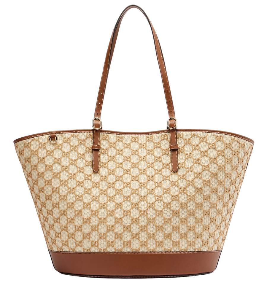 Gucci GG Large raffia-effect tote bag