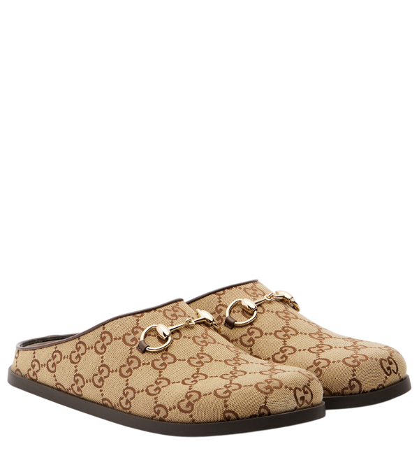 Gucci GG leather-trimmed mules