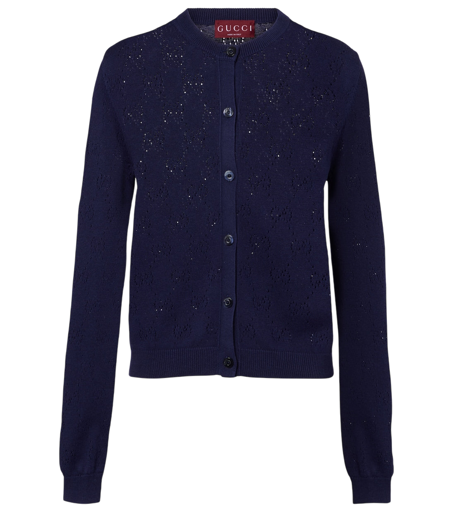 Gucci GG pointelle silk and cotton cardigan
