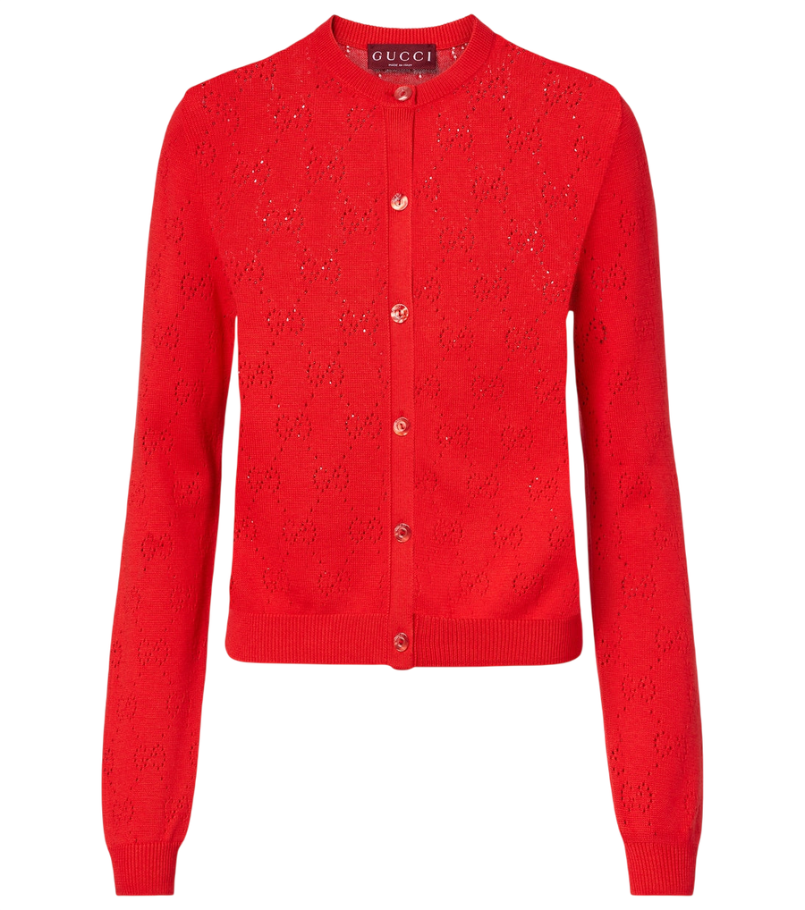 Gucci GG pointelle silk and cotton cardigan