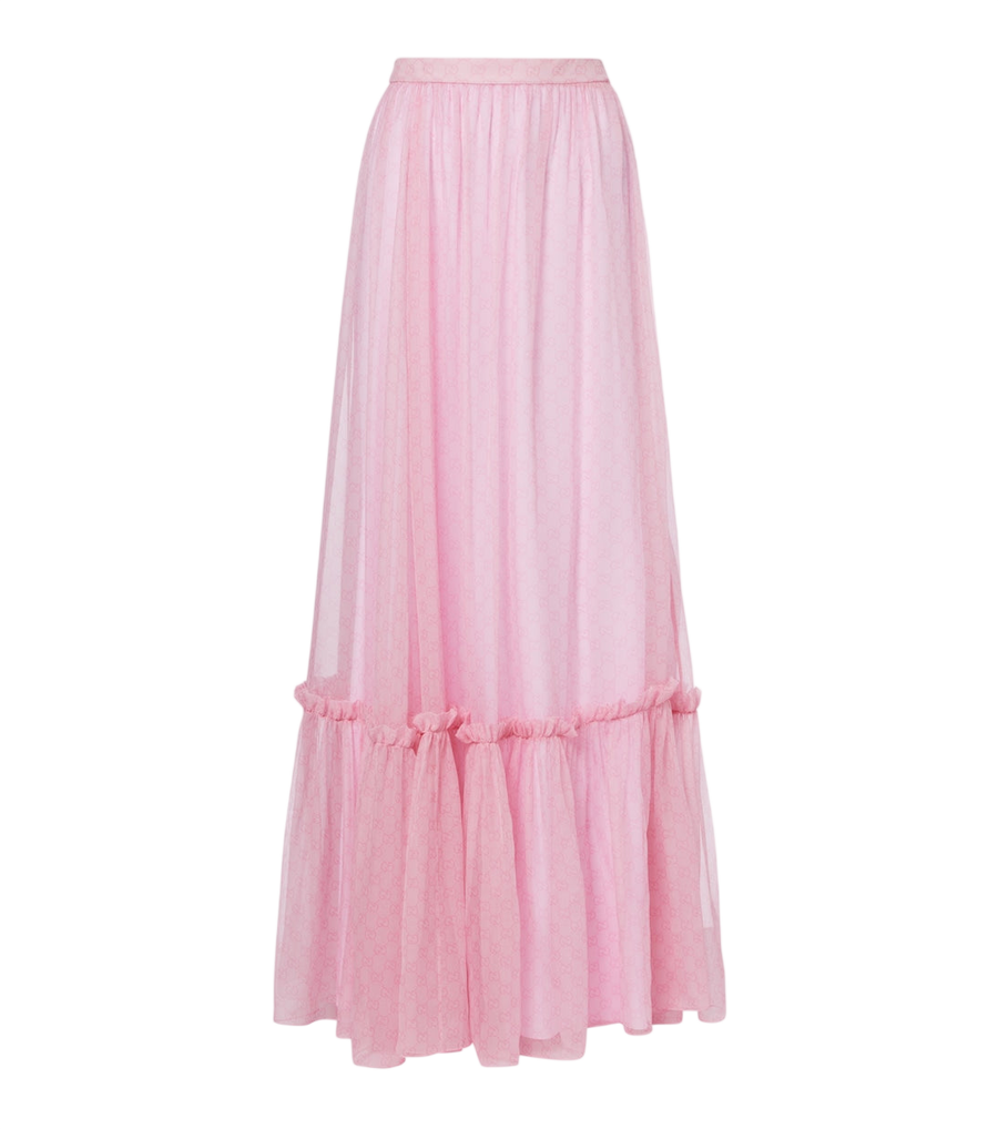 Gucci GG printed silk chiffon maxi skirt