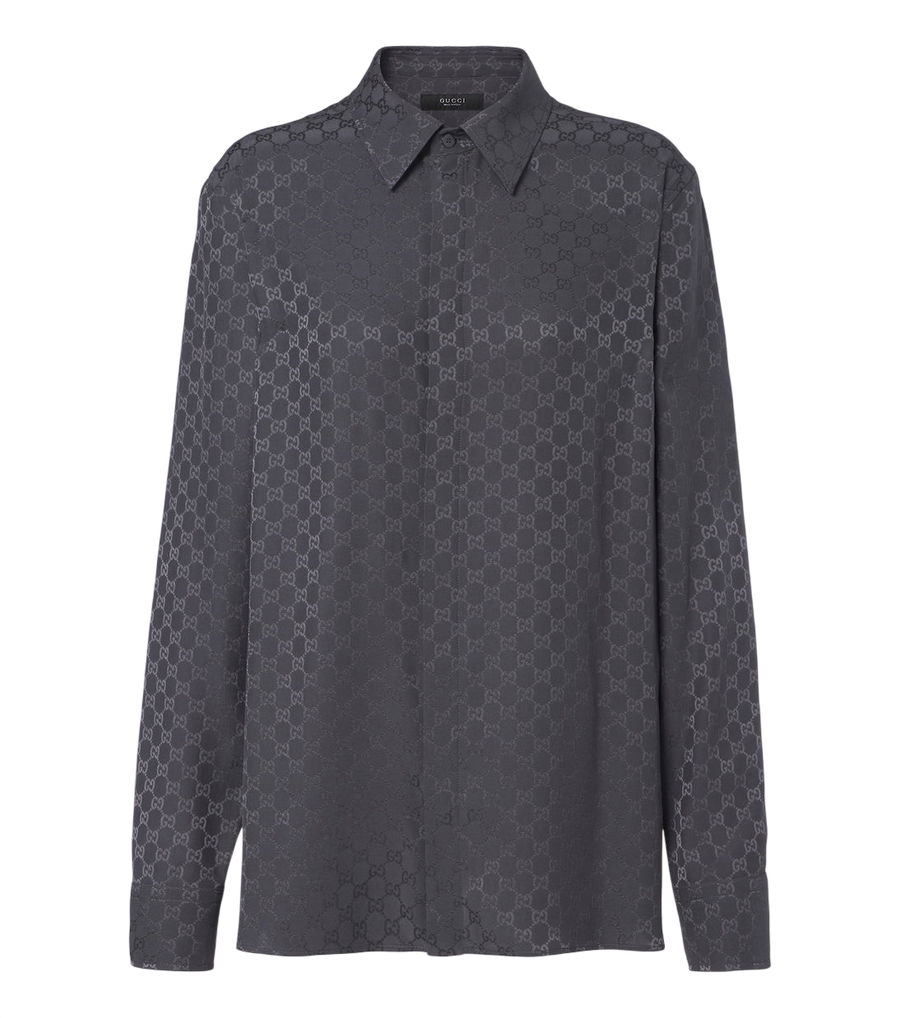Camisa de sarga de seda con estampado GG de Gucci