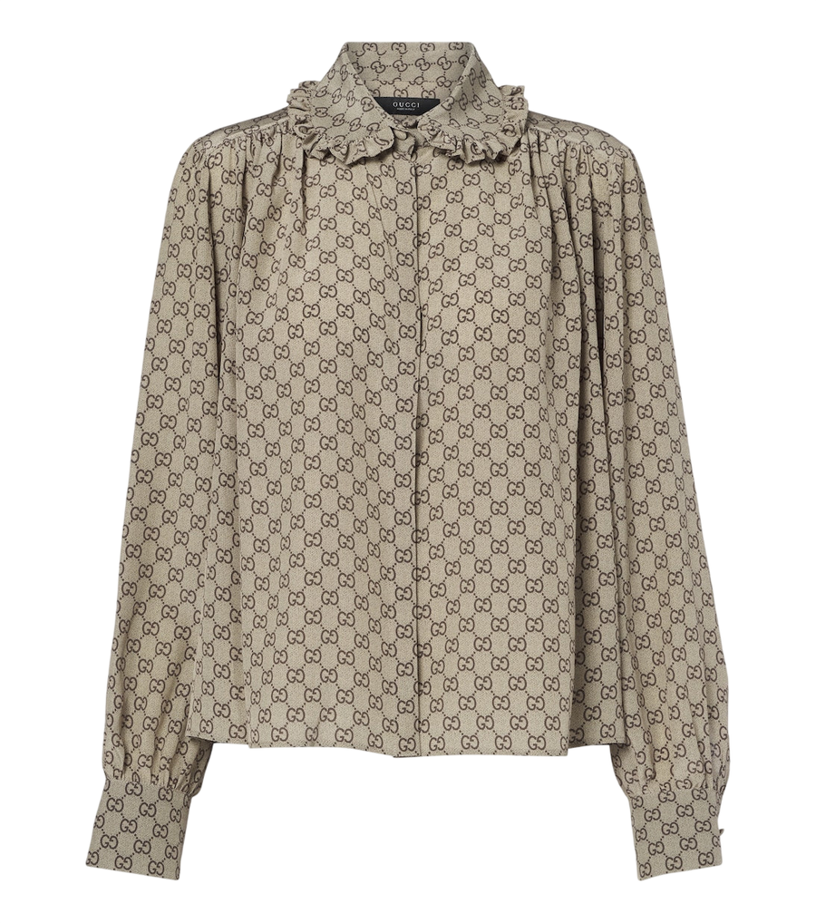 Blusa Gucci de crepé de china de seda GG