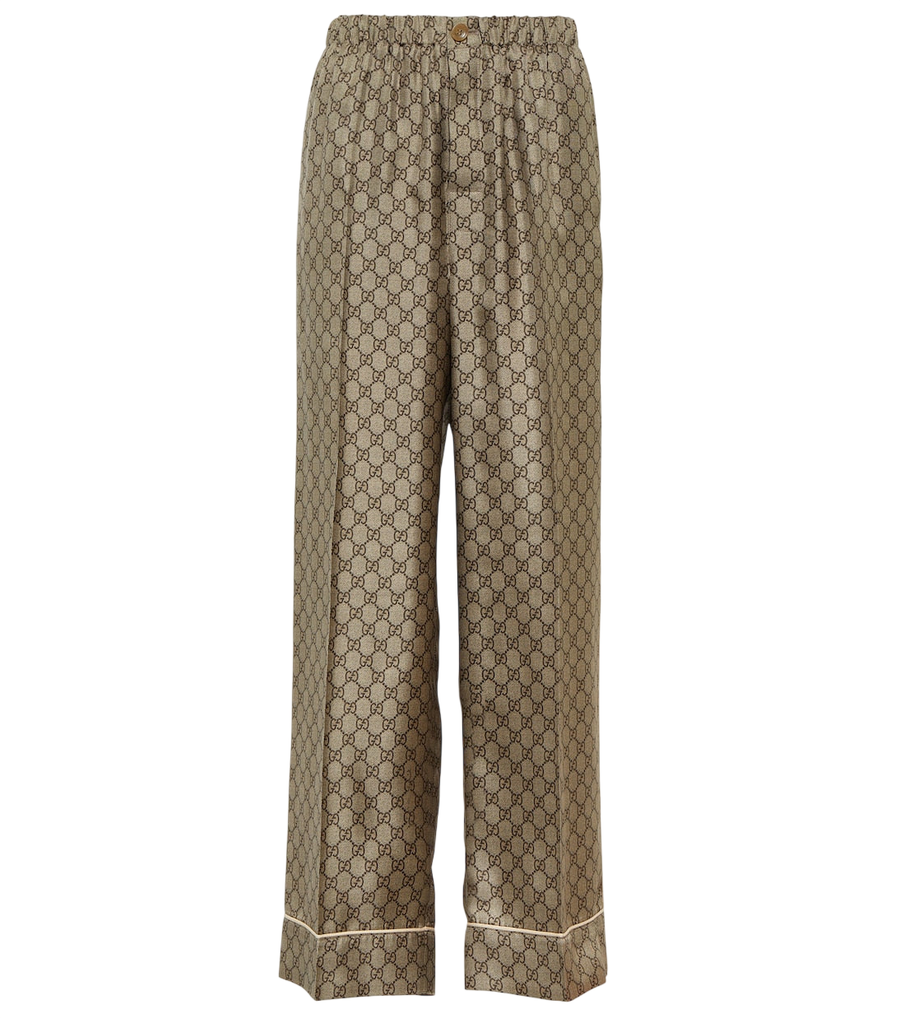 Gucci GG Supreme wide-leg silk pants