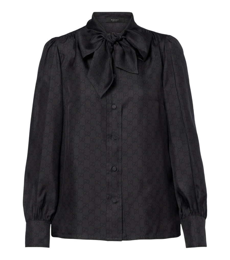 Gucci GG tie-neck silk twill blouse