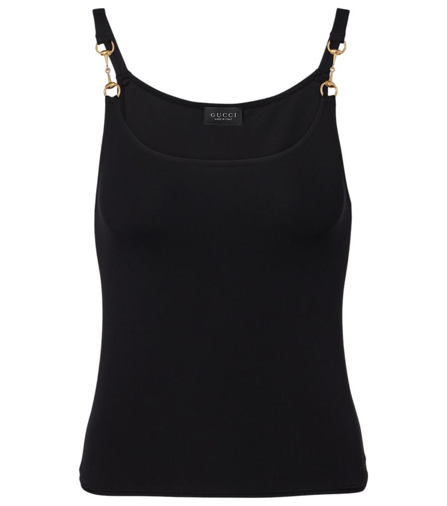 Camiseta de tirantes de punto crepé con Horsebit de Gucci
