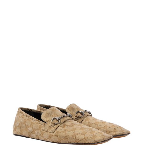 Gucci Horsebit GG Canvas distressed loafers