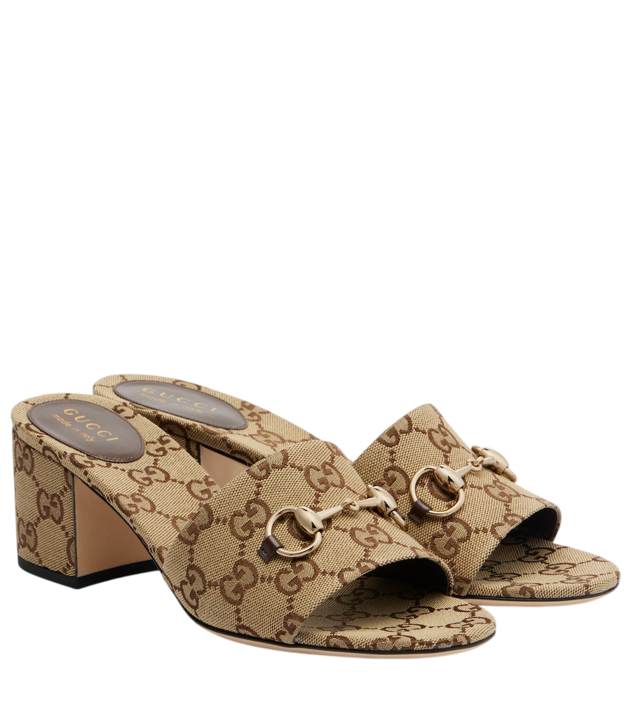 Gucci Horsebit GG Canvas mules