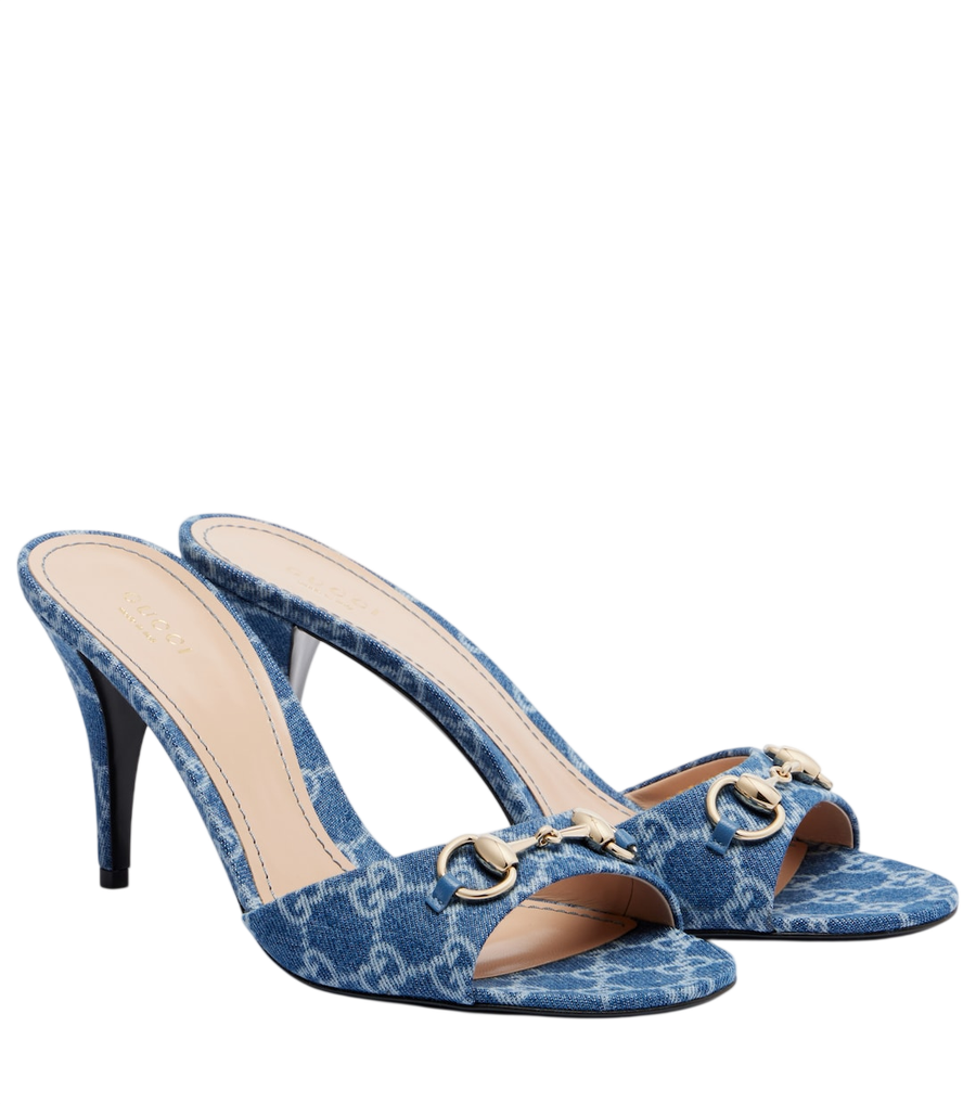 Gucci Horsebit GG denim mules
