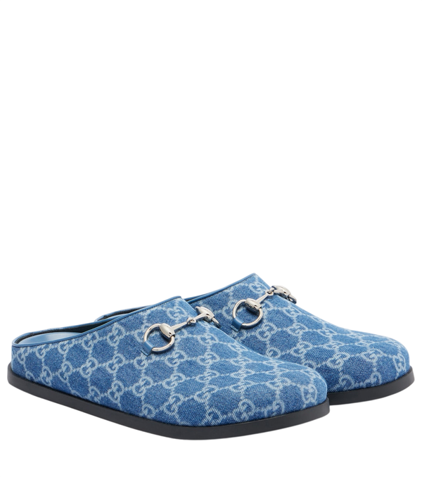 Gucci Horsebit GG denim mules