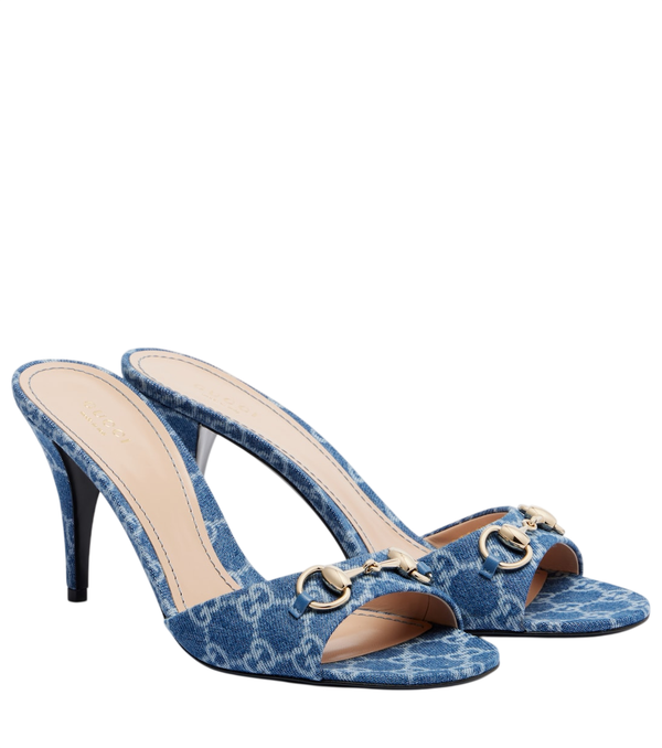 Gucci Horsebit GG denim mules
