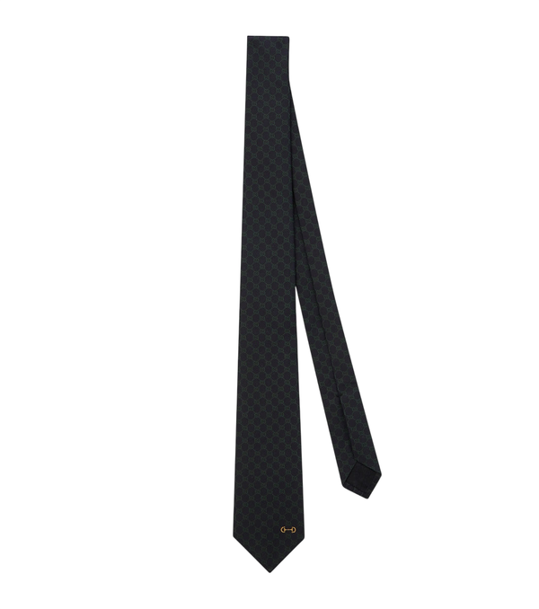 Gucci Horsebit GG silk twill jacquard tie