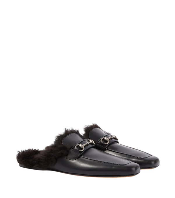 Gucci Mules in pelle con fodera in montone e morsetto
