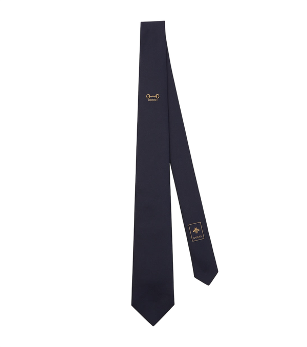 Gucci Gravata de seda jacquard com detalhe de Horsebit