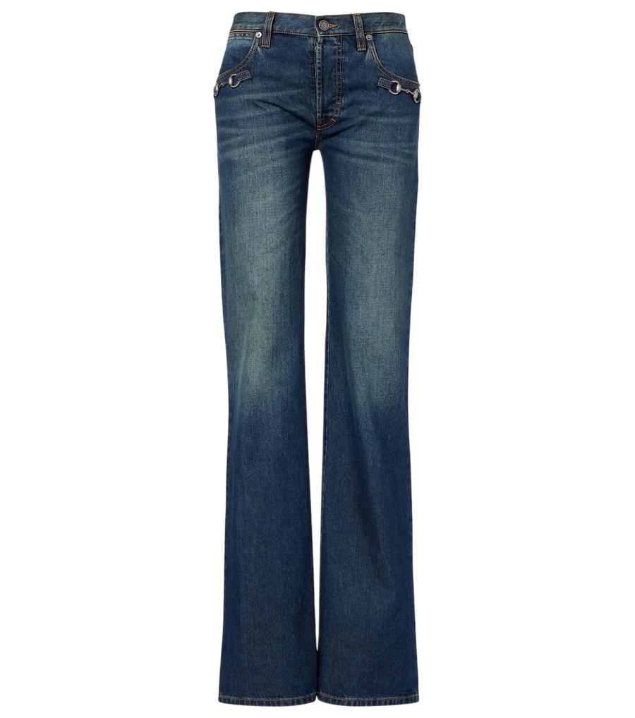 Jeans dritti con morsetto Gucci