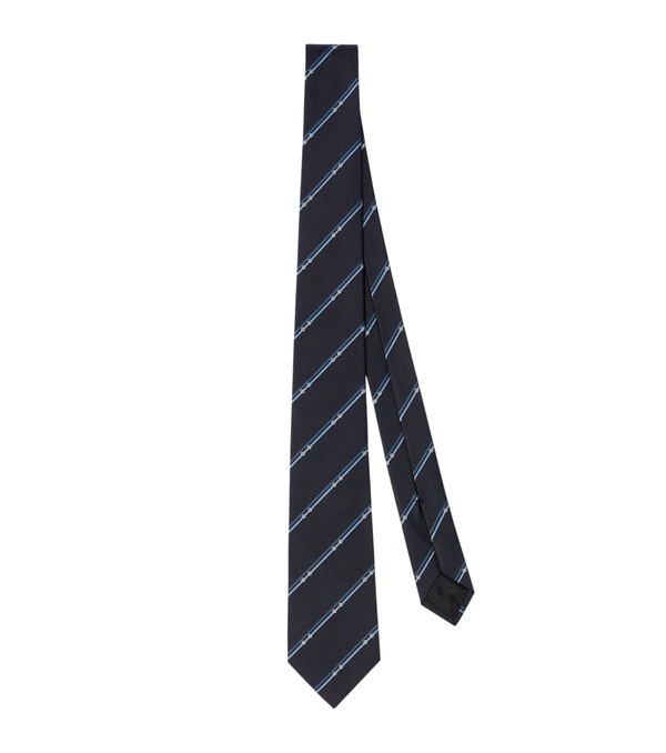 Corbata de jacquard de seda a rayas Horsebit de Gucci