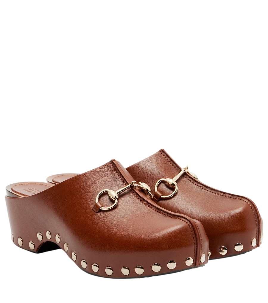Gucci Horsebit studded leather platform clogs