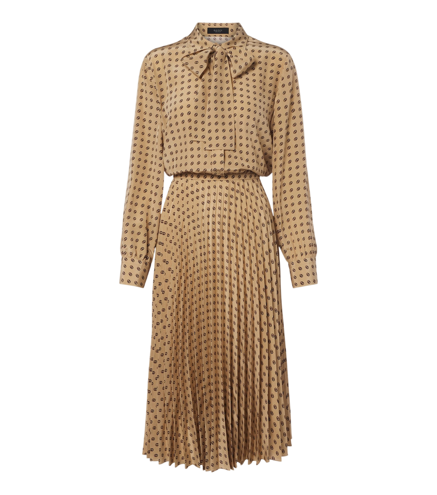 Gucci Interlocking G plissé silk midi dress