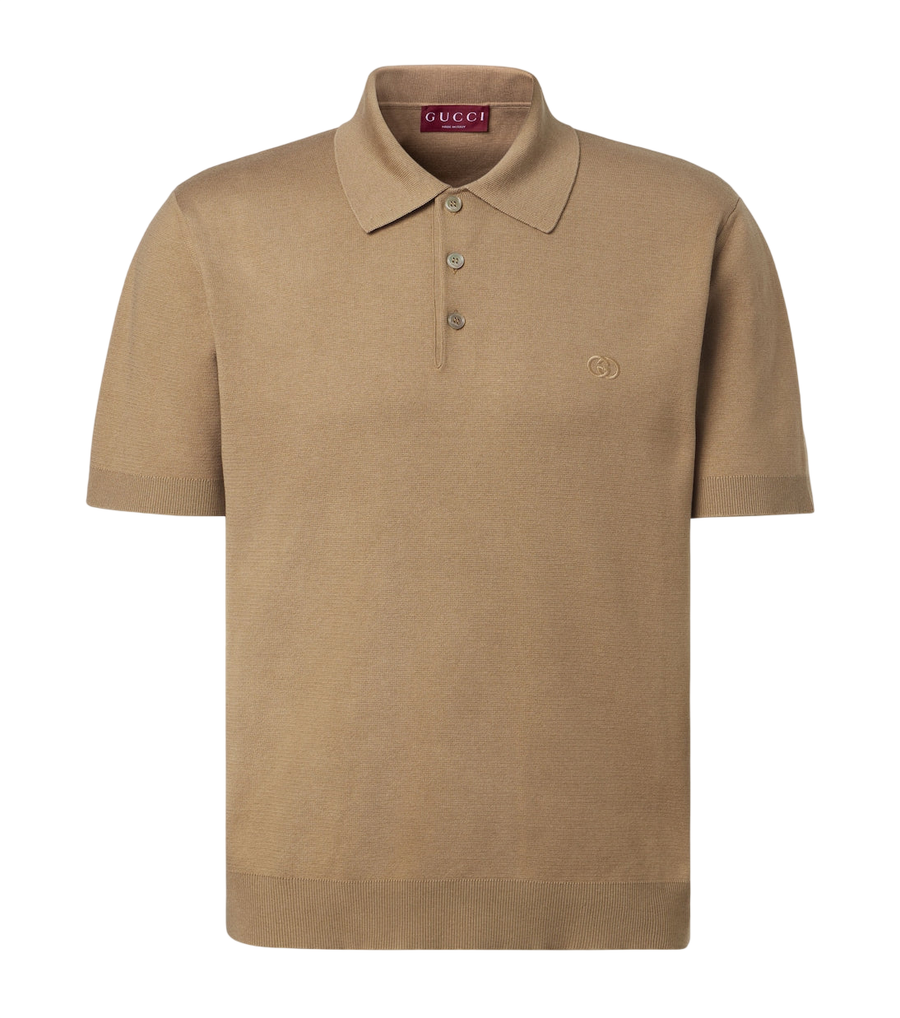 Gucci Interlocking G silk and cotton polo shirt