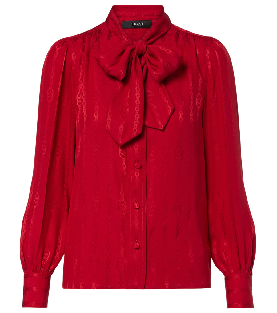 Gucci Interlocking G silk jacquard blouse