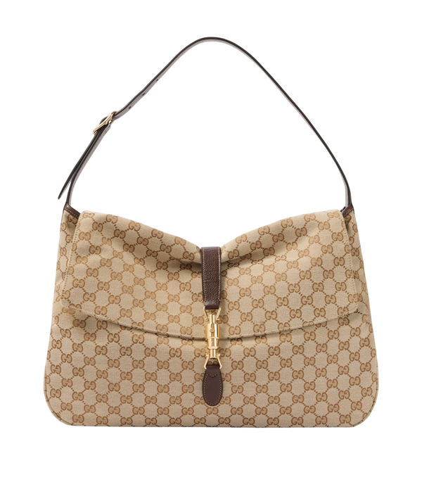 Sac porté épaule Gucci Jackie Flap grand modèle en toile GG