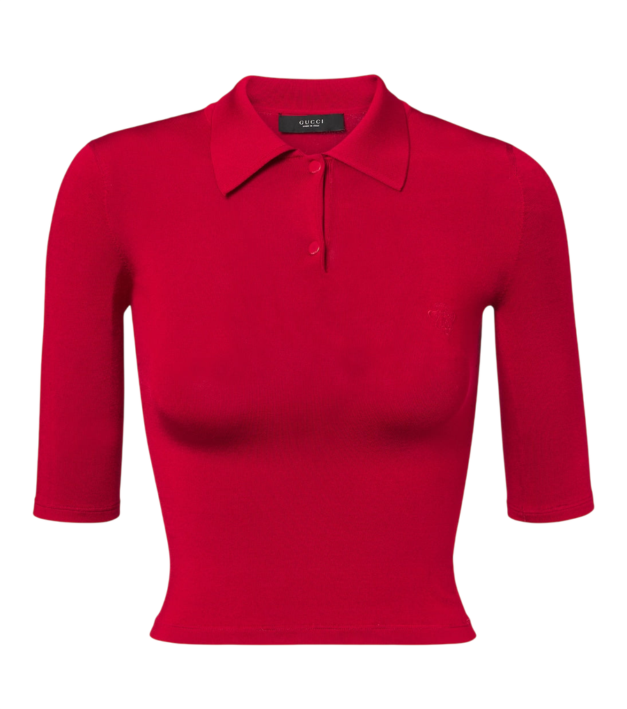 Polo de punto en mezcla de seda Gucci