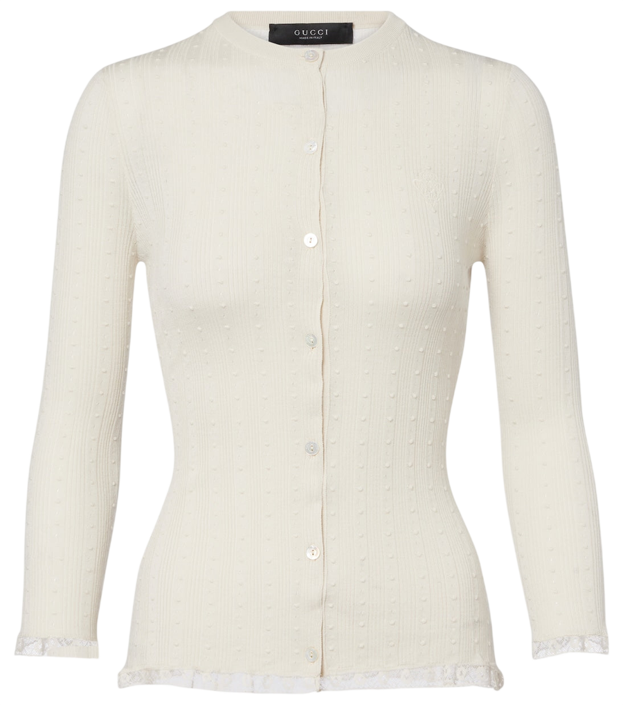 Gucci Lace-trimmed wool cardigan