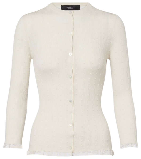Gucci Lace-trimmed wool cardigan