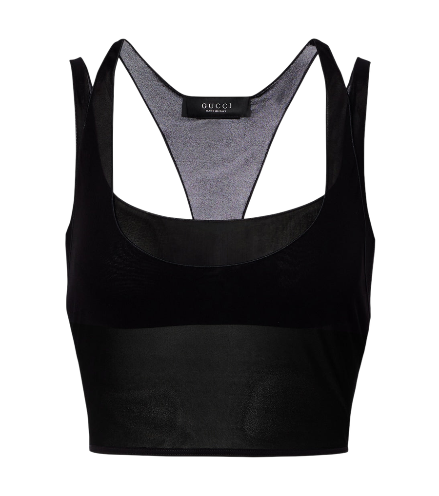 Haut Gucci en jersey de crêpe semi-transparent superposé