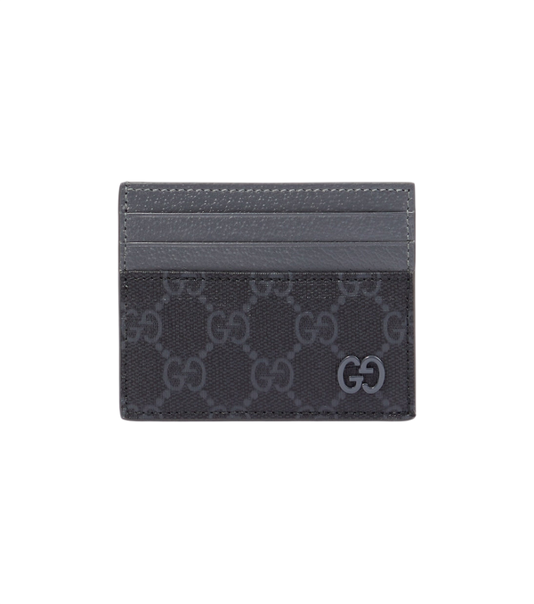 Gucci Leather-trimmed GG canvas card holder
