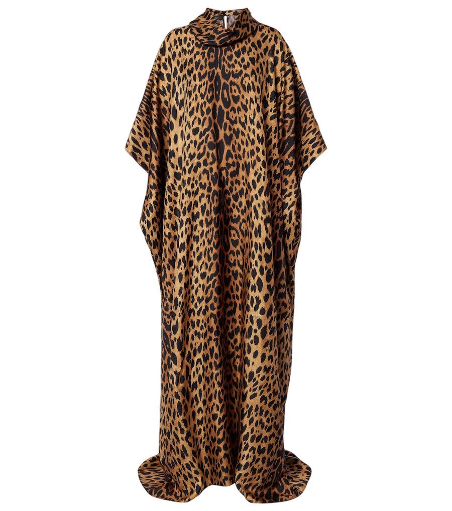 Robe longue Gucci en soie à imprimé léopard