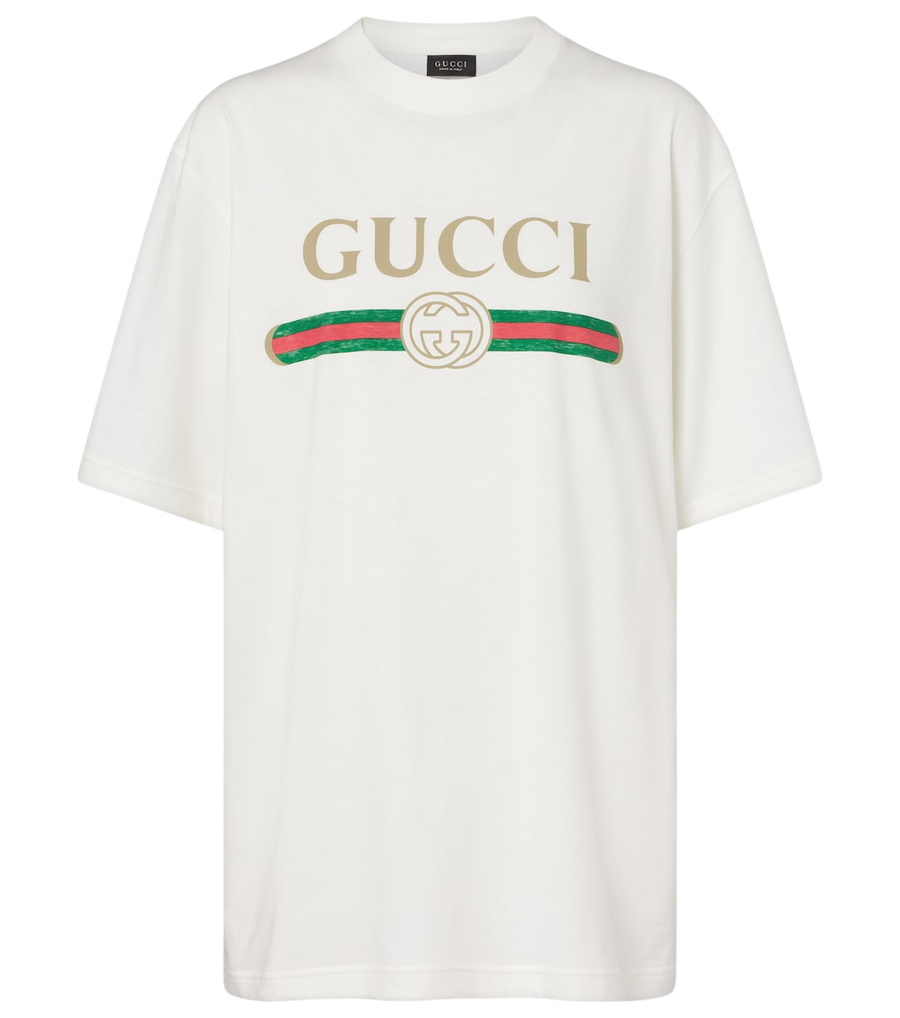 Camiseta de algodón y seda con logo de Gucci