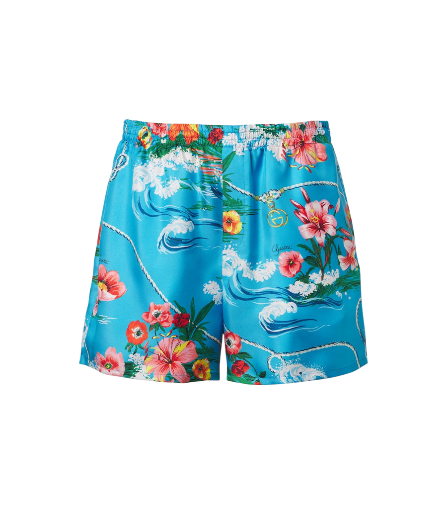 Gucci Printed silk twill shorts