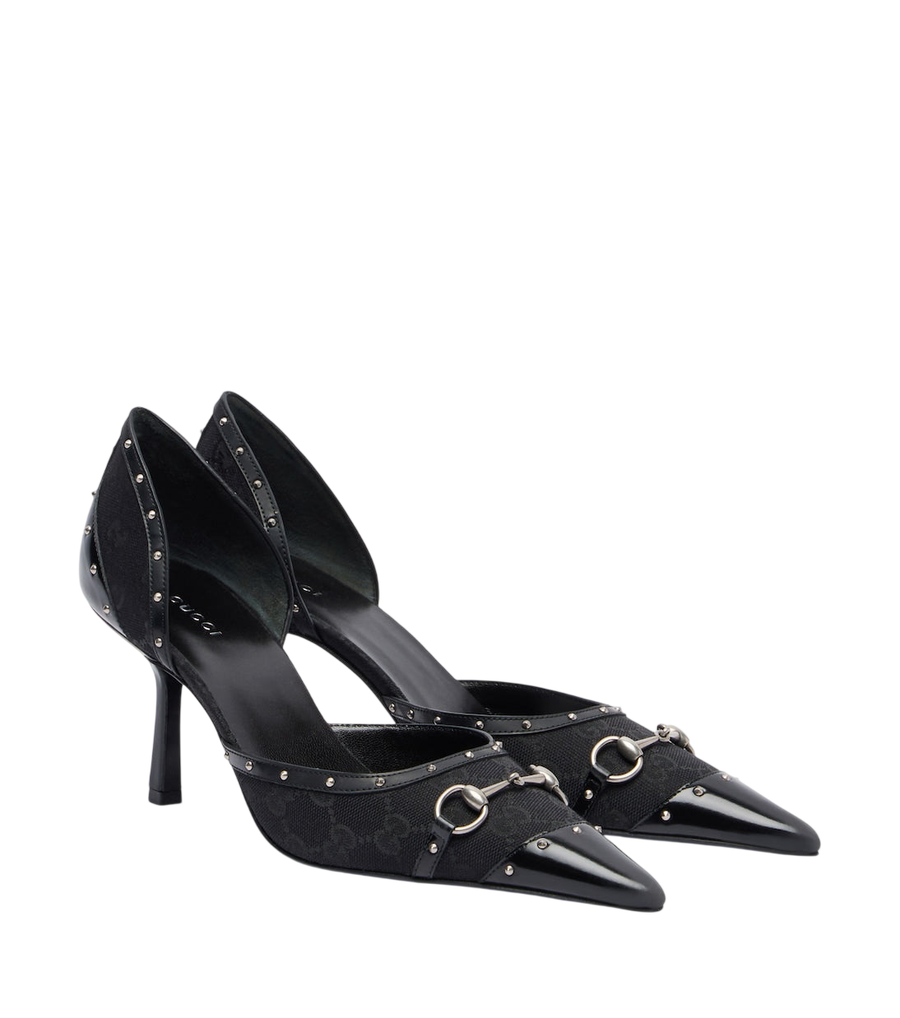 Gucci Savoy Horsebit GG canvas pumps