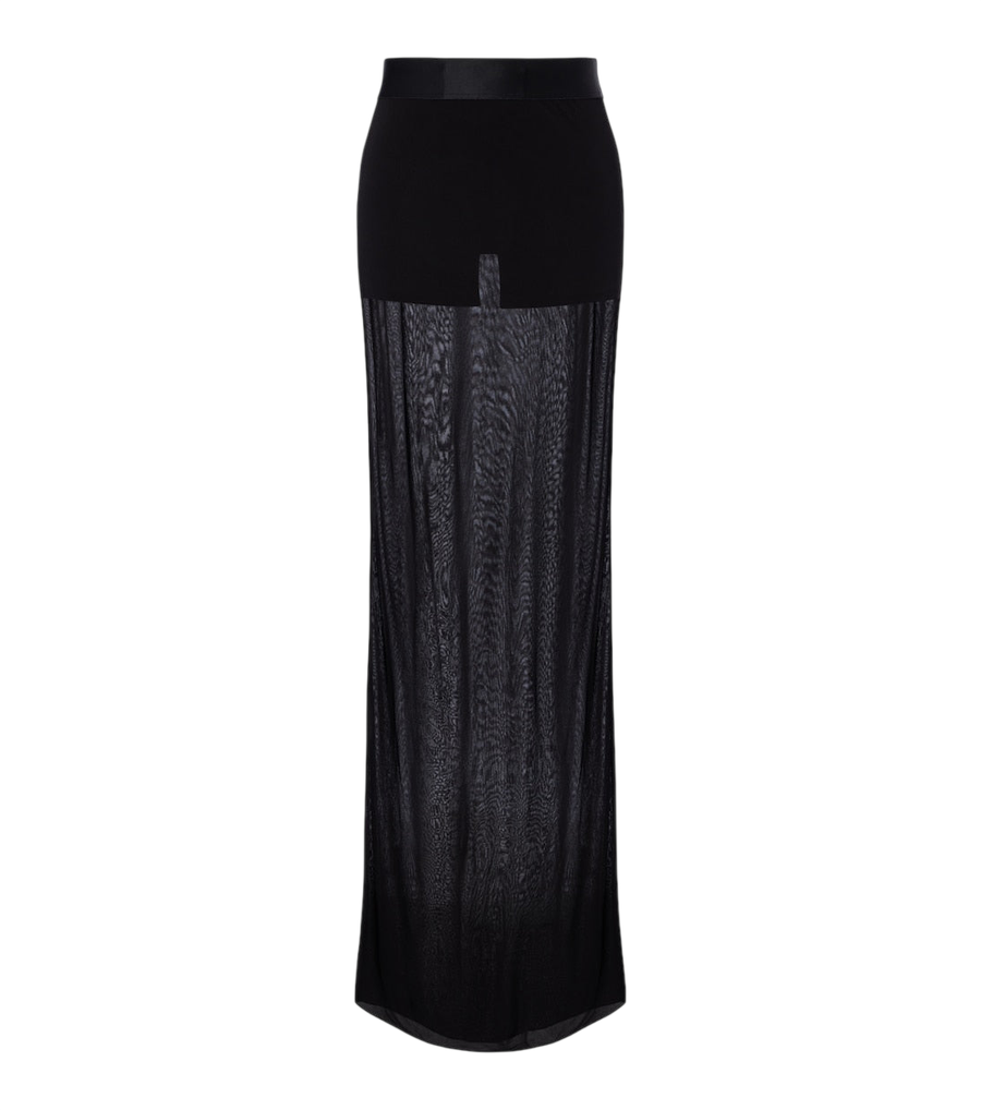 Jupe longue en crêpe semi-transparent Gucci