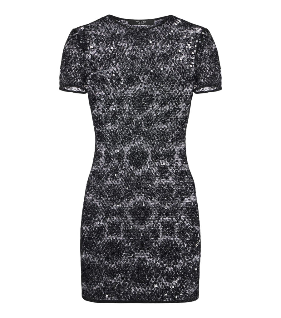 Gucci Sequined floral lace mini dress