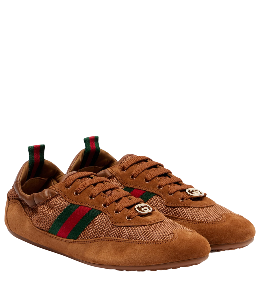 Gucci Shift suede-trimmed sneakers