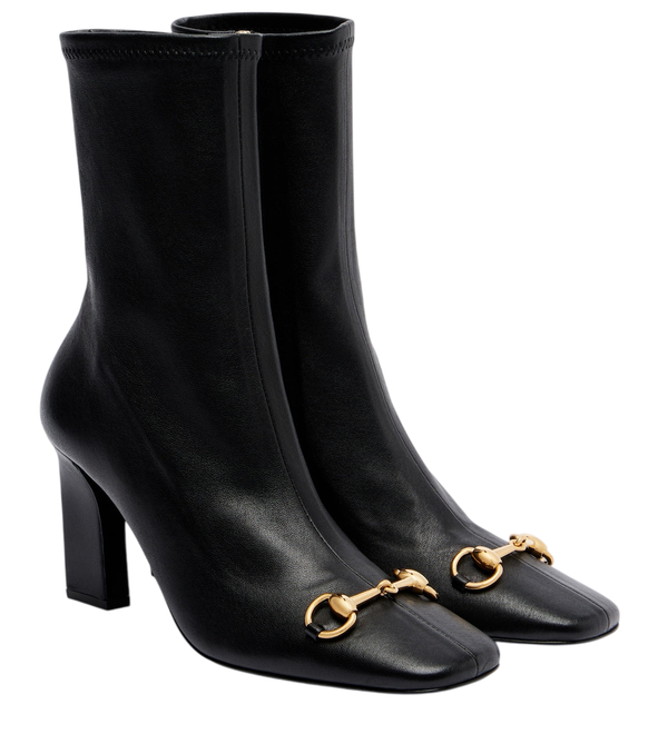 Gucci Signora Horsebit leather ankle boots