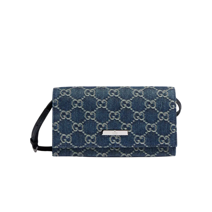Gucci Small dark blue pouch with strap and Gucci plaque [white-bg-v2:cc54b854-1f91-43ea-acb9-2554da756280]