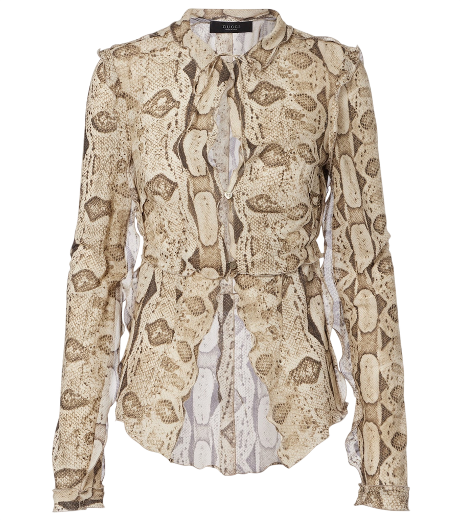 Chemisier en soie à imprimé serpent Gucci
