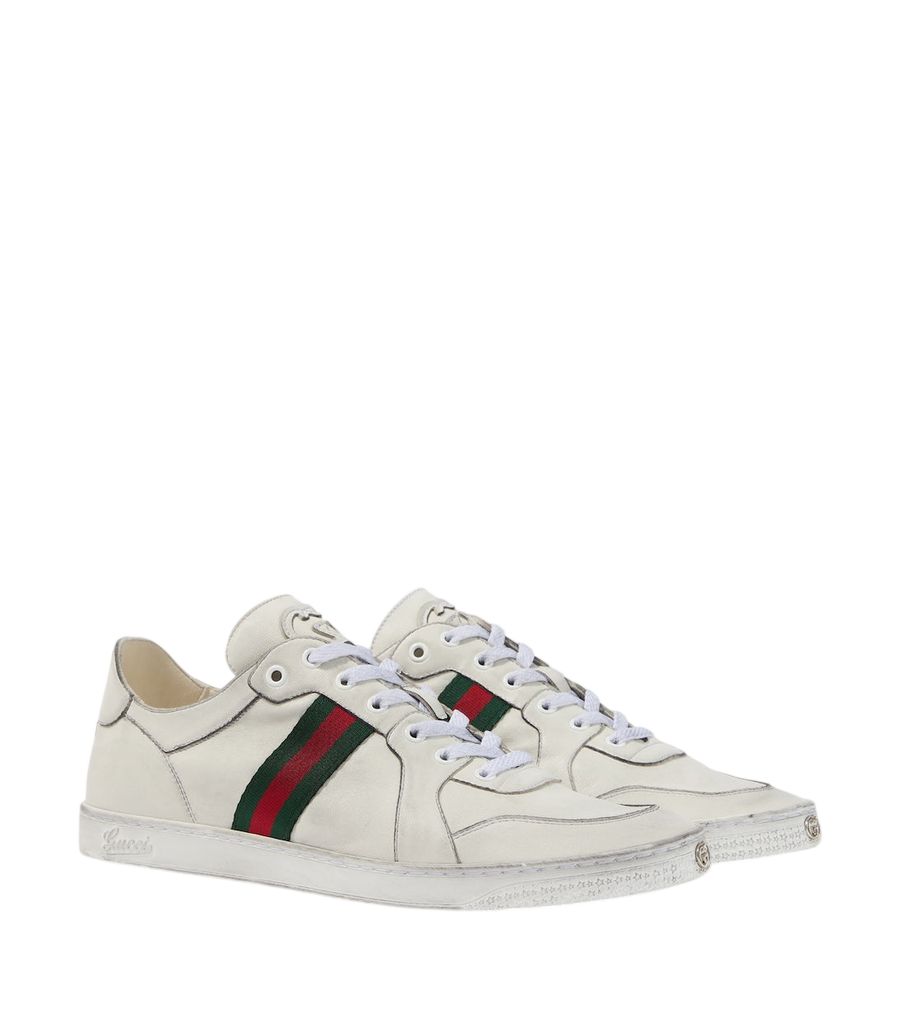 Gucci Stretch Web Stripe leather sneakers