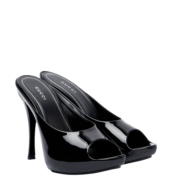 Gucci Viv patent leather platform mules