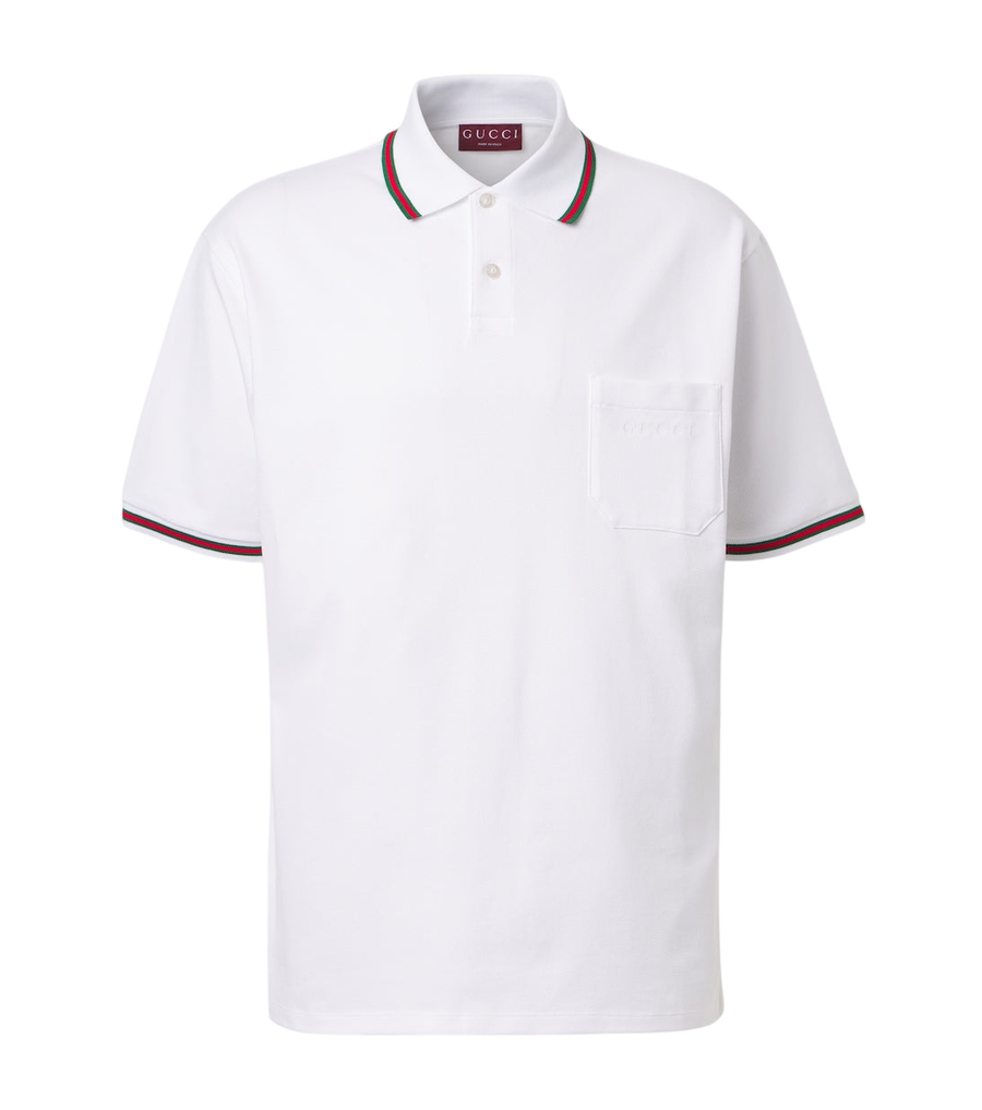 Gucci Web Stripe cotton-blend piqué polo shirt